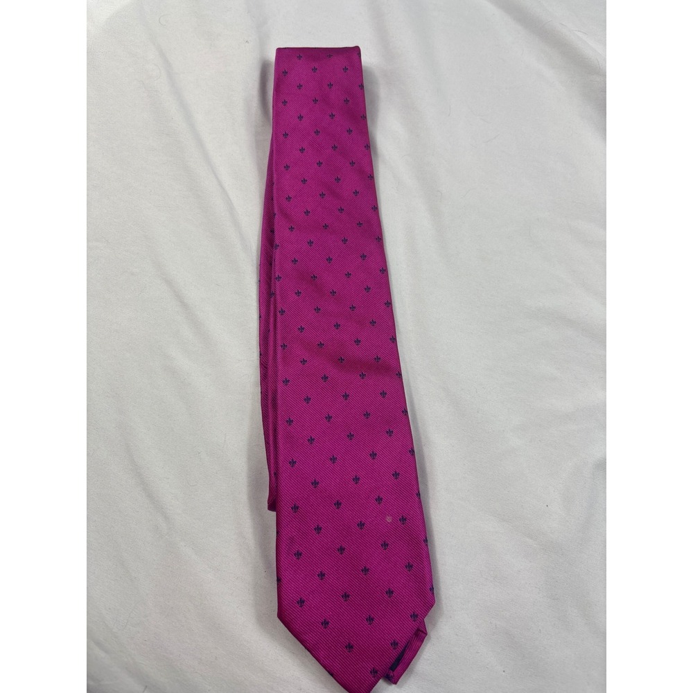 Andrew's Ties Milano Magenta Pink Fleur-de-Lis Silk Tie Made in Italy Formal Men